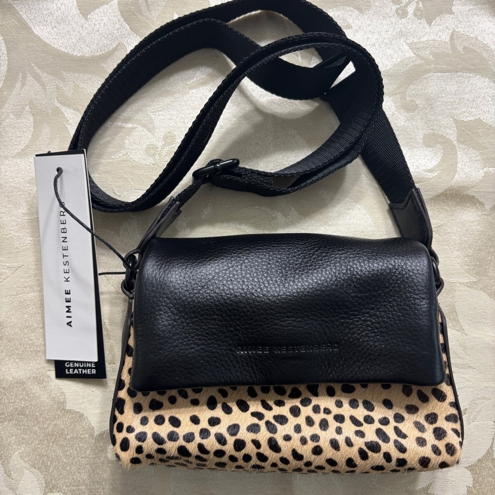 Aimee Kestenberg Black & Leopard Mini Crossbody Bag